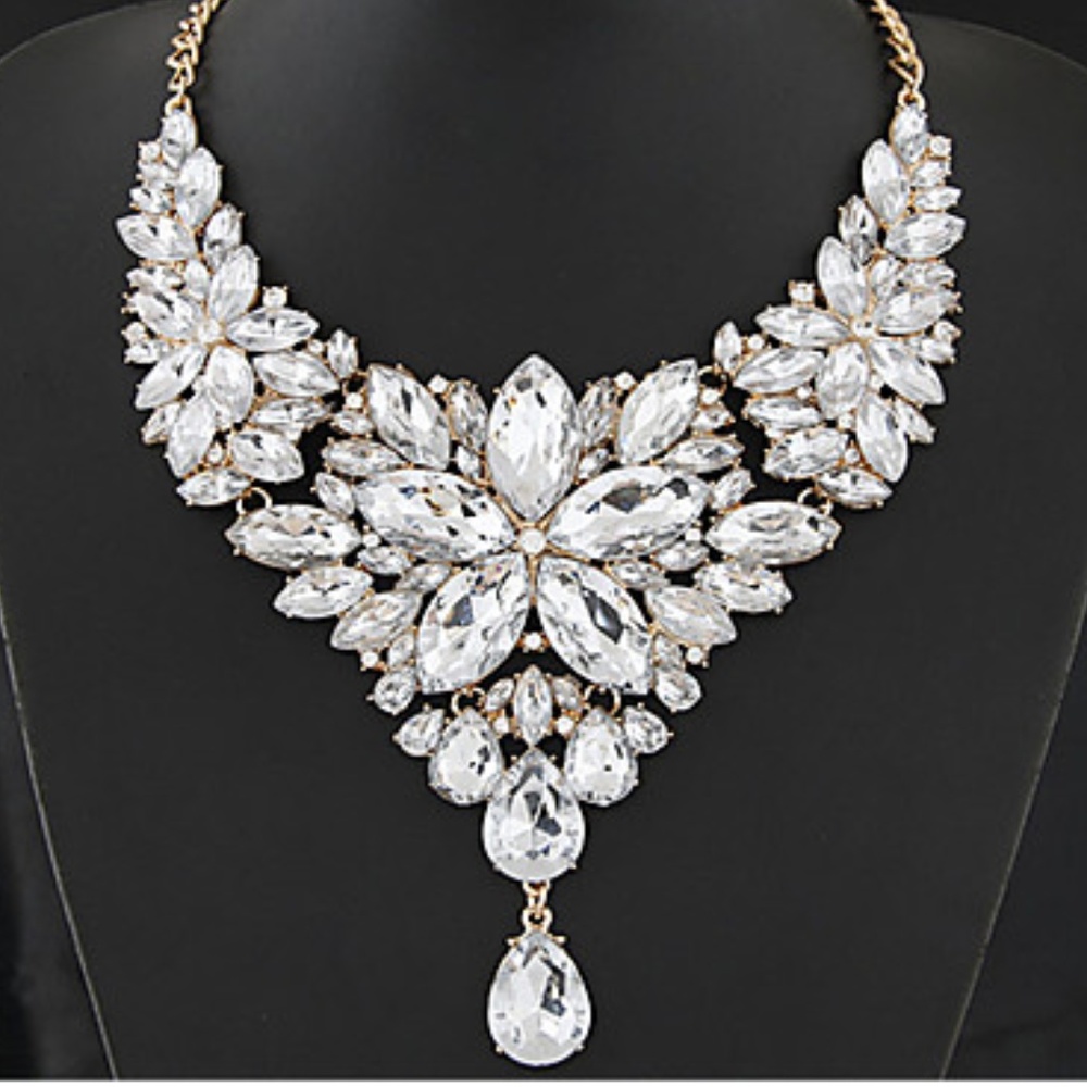Women's Crystal Bib Statement Necklace